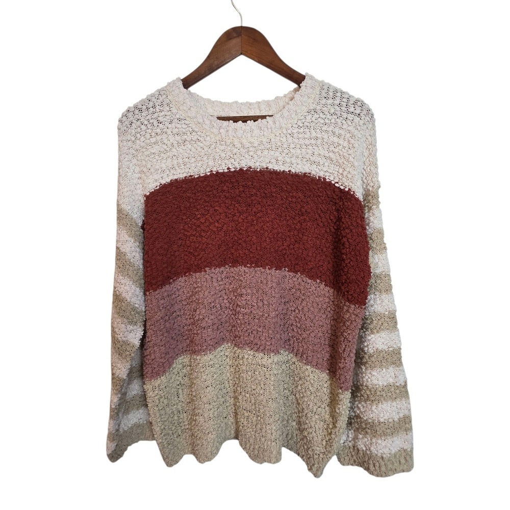 Macaron Cozy Colorblock Popcorn Knit Sweater Small Fall Essential J Bin - Picture 5 of 16